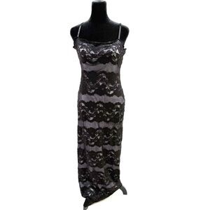 Hampton Nights vintage black lace maxi tube dress